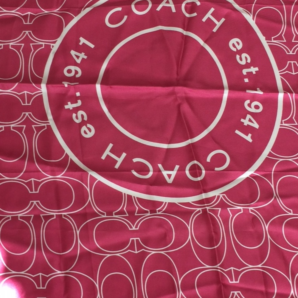 Coach Signature Pink/White Logo Scarf NEVER WORN! - Picture 2 of 2